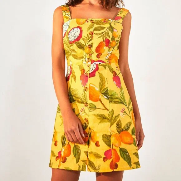 open lace back dress Fruit Motif Floral Trimmed Maxi Dress  Magpies Nashville